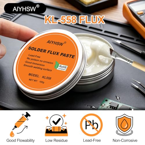 100g Flussmittel Löten Lötpaste Entlötlitze Rolle lötzinn Lötflussmittel | No-Clean Bleifreies Solder Löt Flux Paste,20g 0.6mm Sn99.3Cu0.7 Lötpaste,2.5MM/1.5M Entlötlitze,SMD,BGA,PCB,IC