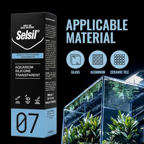 SELSIL clear aquarium silicone sealant tube, transparent, solvent-free, fish-safe, 10.14 fl oz