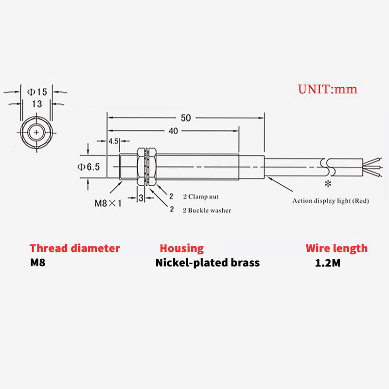[Australia - AusPower] - 5Pcs NC Normally Close NPN Inductive Proximity Sensor Switch M8 Detector 2mm DC6V-36V 3 Wire LJ8A3-2-Z/AX 