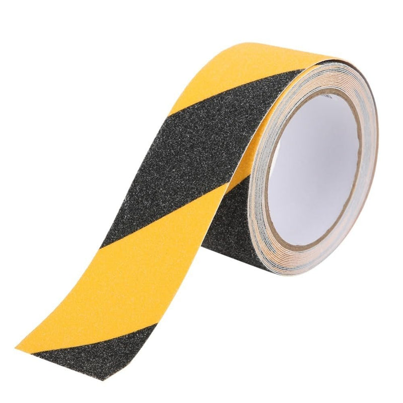 Black Yellow Anti Slip Tape 50mm x 5m - PVC Safety Grip Floor Warning Tape for Industrial Equipment and Stair Ramps Outdoor Use
