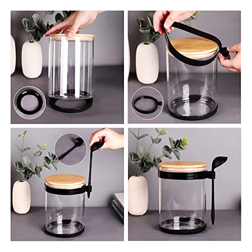 2PCS Large Glass Kitchen Canisters with Spoon and Airtight Bamboo Lids, 100 OZ Glass Storage Container for Flour, Flour and Sugar Jars for Coffee, Rice Storage 2PCS