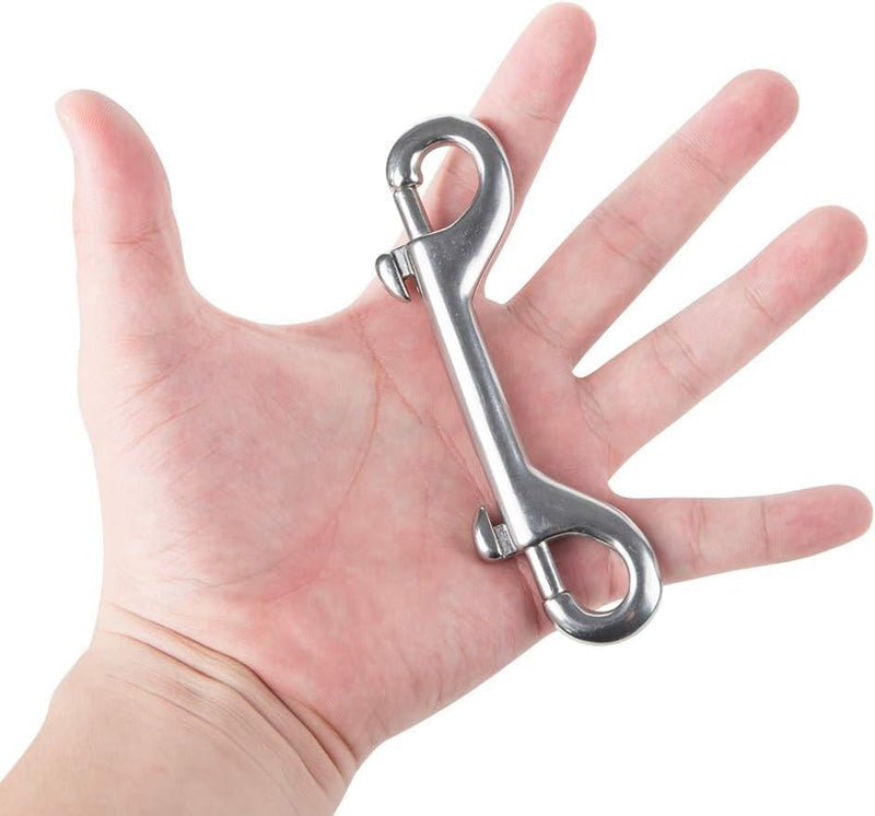 [Australia - AusPower] - 316 Stainless Steel Double Ended Bolt Snap Hook, Marine Grade Double End Diving Clips, Heavy Duty Trigger Chain Clip Key Holder for Pet Feed Bucket Hammock Horse Tack (2-Pack) (115mm Silver) 115mm Silver 