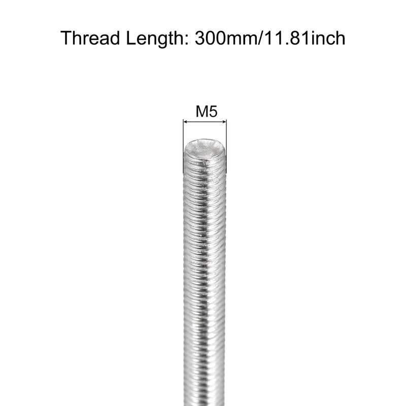 [Australia - AusPower] - MECCANIXITY Fully Threaded Rod M5 x 300mm 0.8mm Thread Pitch 304 Stainless Steel Right Hand Threaded Rods Bar Studs 4 Pack 