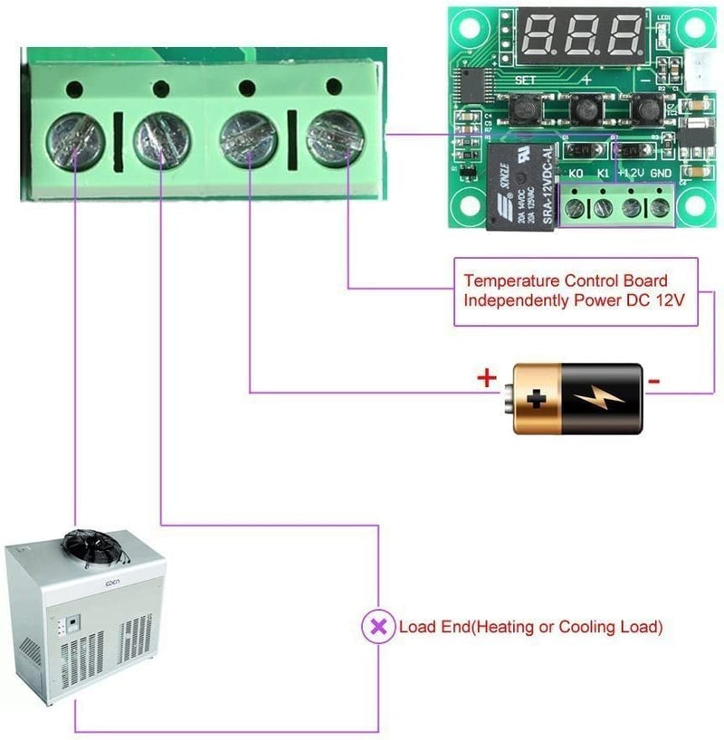 W1209 DC 12V Digital Mini Thermostat Temperature Controller Control Switch Sensor Module Pack of 2