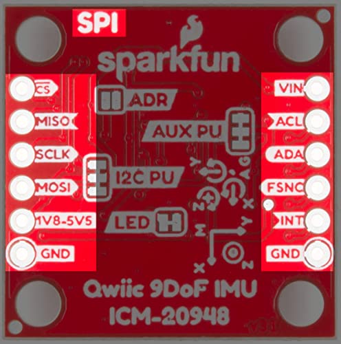 [Australia - AusPower] - SparkFun 9DoF IMU Breakout-ICM-20948 Low power I2C & SPI enabled 9 axis motion tracking Includes Logic shifter Qwiic connection GPIO pins Digital Motion Processor Accelerometer Gyroscope Magnetometer 