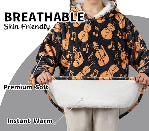 Huglanket Cello Gifts for Cello Player, Blanket Hoodie for Cellists, Men, Women on Birthday, Christmas