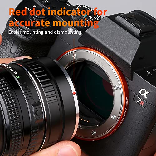 K&F Concept PK K Mount Lens to Sony NEX E-Mount Lens Adapter, Compatible with Sony NEX-3 NEX-3C NEX-3N NEX-5 NEX-5C NEX-5N NEX-5R NEX-5T NEX-6 NEX-7 NEX-F3 NEX-VG10 VG20 PK-NEX