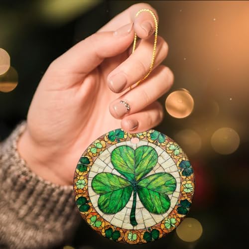 St. Patrick’s Day Shamrock Ornament 2025 | Irish Clover Design | Celtic Good Luck Decoration | Religious and Spiritual Gift for Men & Women | Holiday & Christmas Home Decor Keepsake
