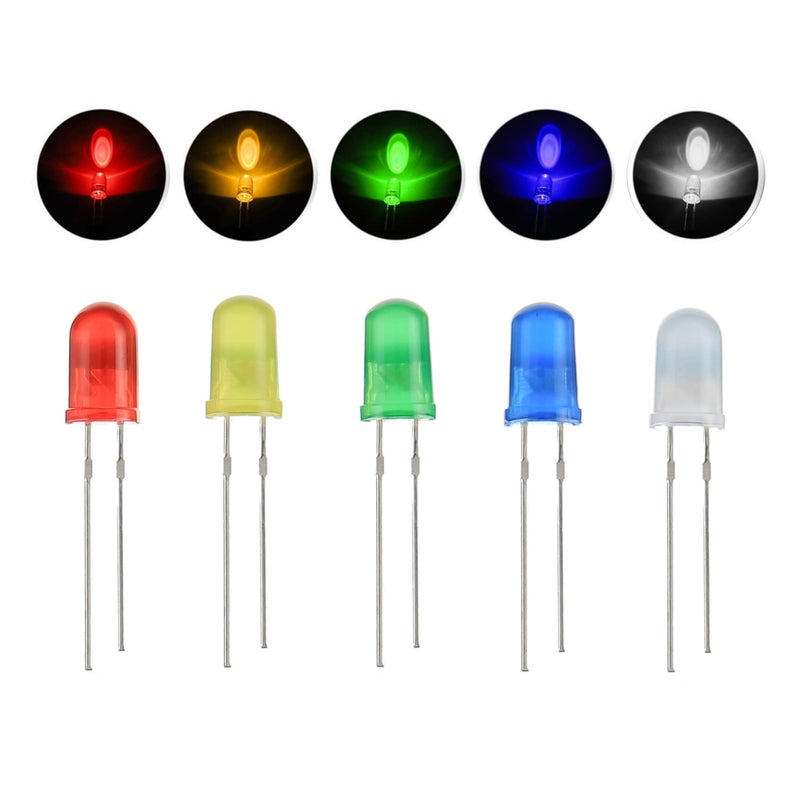[Australia - AusPower] - BOJACK 5 Colors 500 pcs 5mm LED Diode Lights Assored Kit Pack Bright Lighting Bulb Lamps Electronics Components 5 mm Light Emitting Diodes Parts 