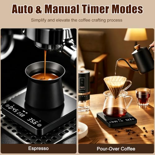Mini Coffee Scale with Timer,Rechargeable Espresso Scale,2kg/0.1g Accurate Scale for Pour Over & Espresso Coffee,Portable Digital Kitchen Scale with Automatic Timing