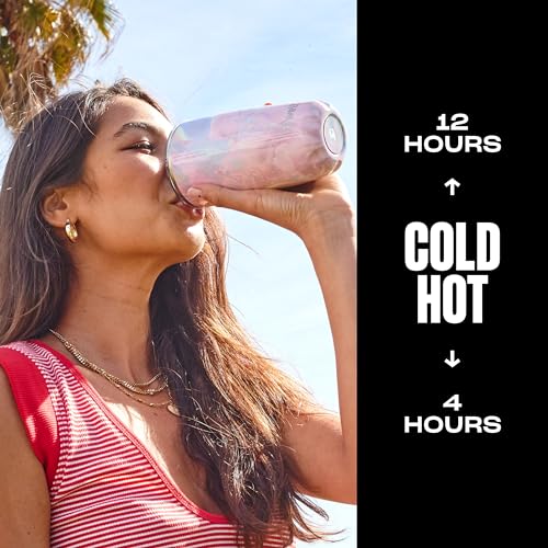 S'well Stainless Steel Tumbler with Clear Slide-Open Lid - 18 Fl Oz - Geode Rose - Triple-Layered Vacuum-Insulated Containers Keeps Drinks Cold for 12 Hours and Hot for 4 Hours - BPA-Free Water Bottle 17.9 Ounces