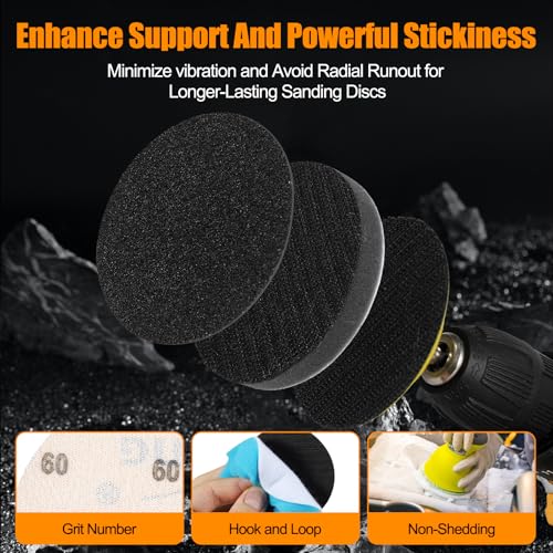 Firmoath 3-inch hook and loop sanding discs drill polishing kit, 136-piece set for surface polishing