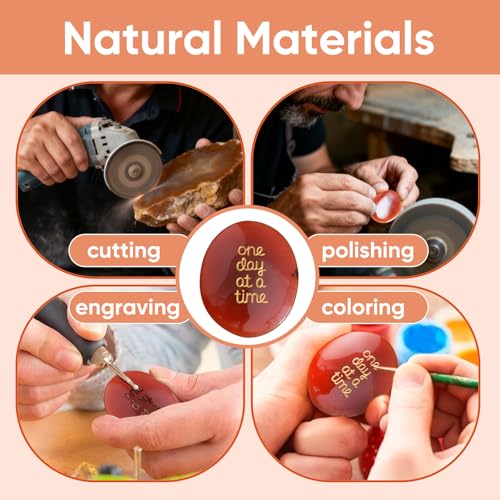 Worry Stone Healing Crystal for Anxiety & Stress Relief – Calming Inspirational Pocket Stone for Encouragement, Mindfulness & Sobriety Recovery, Emotional Support Gift, One Day at a Time Burgundy-one Day at a Time