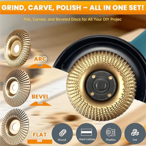 Polishing Pad for Angle Grinder, 3-Piece Angle Grinder Polishing Pad, High Performance Wood Carving Disc Set, Tungsten Carbide Sanding Discs (Mix) Mix