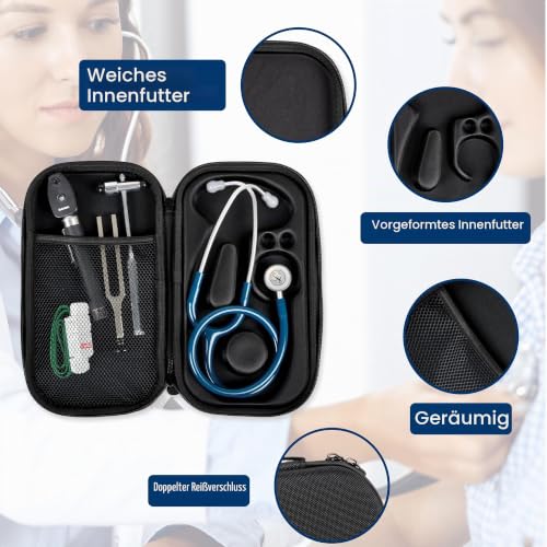 GIMA Stethoscope Case, Rigid Protective Case for Classic Single Tube Stethoscope, Preformed Interior, Interior Pocket for Accessories and Outer Handle, Black, Size 28 x 16 x 5 cm PHONE CASE