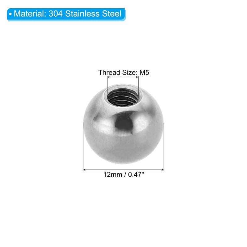 [Australia - AusPower] - PATIKIL M5x12mm Ball Nuts Knob, 4 Pcs Female Thread 304 Stainless Steel Round Blind Hole Screw Cap Cover for Lighting Machinery DIY Decoration, Silver 