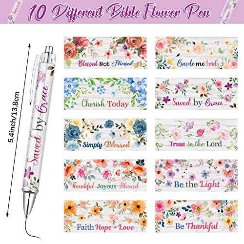 Tinlade 10 Pcs Christian Bible Verse Ballpoint Ink Pens,Flower Flower