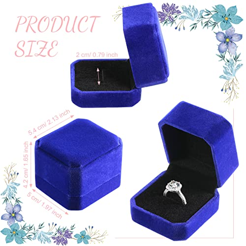Blue Junkin velvet jewelry boxes, 24-piece bulk set with ring display compartments for wedding and jewelry storage.
