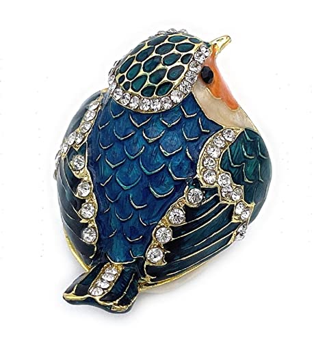 Jewelry box with hinged lid featuring a Robin bird design, ideal for storing small jewelry pieces and gifts.