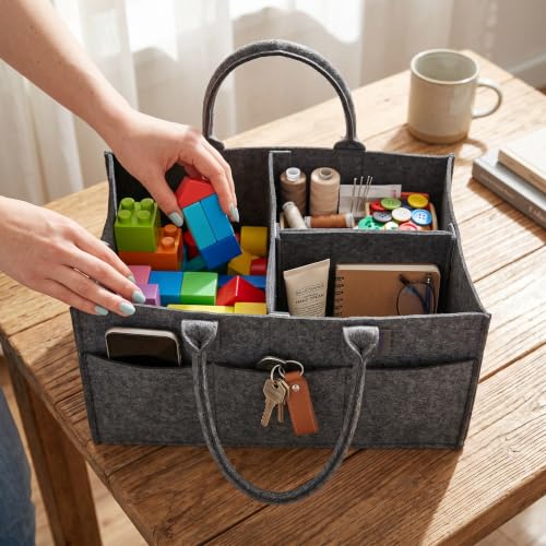 IDEA HOME AVR Felt Bag SORT.IT Organiser with Compartments Foldable 15 L