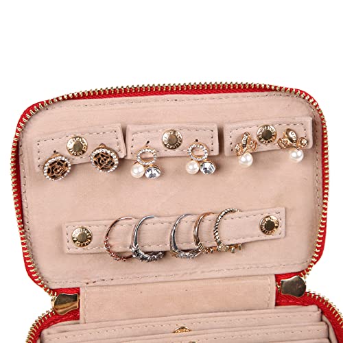 Angelina's Palace Snakeskin Pattern Jewelry Organizer Case Bridesmaid Gifts Travel Bag Vegan Leather Box for Necklace Earring Bracelet Ring(Red) Red