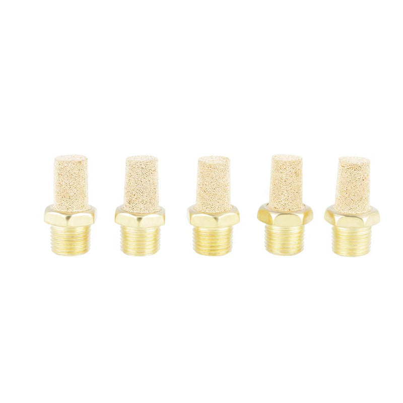 FTVOGUE Air Filter Silencer Set, G1/8 Male Thread, Sintered Brass and Iron, 25 Pieces, 0.9" Length, Pneumatic, 0-1.6MPa Working Pressure