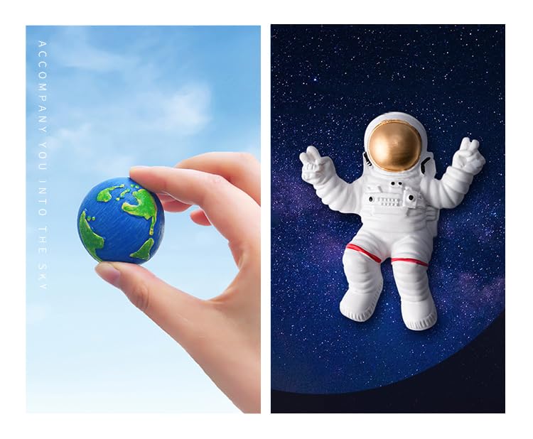 [Australia - AusPower] - 6 Pcs Astronaut Refrigerator Magnets, Space Series Office Magnets, Planetary Whiteboard Magnets - Resin Astronaut, Alien Moon, Mars, Earth, Airship 