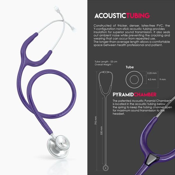 [Australia - AusPower] - MDF Instruments, MD One Stainless Steel Stethoscope, Adult, Purple Tube, Silver Chestpieces-Headset, MDF77708 