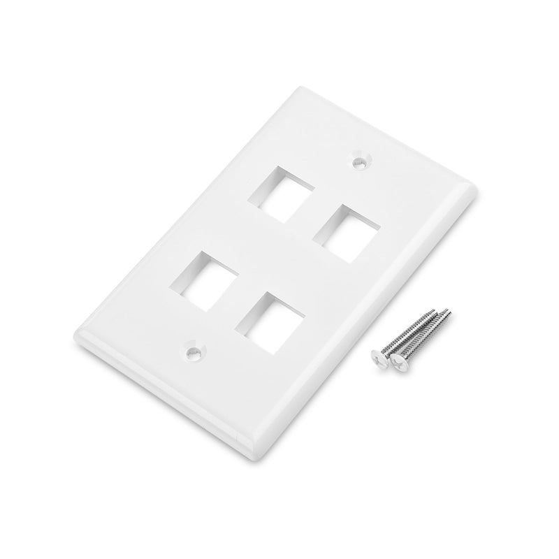 [Australia - AusPower] - Cable Matters 10-Pack Low Profile 4-Port Keystone Jack Wall Plate, RJ45 Wall Plate for Keystone Jacks in White 