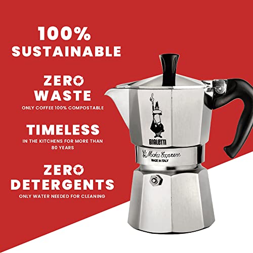 Bialetti Moka Express Export Espresso Maker,90 ml, Silver 2 cups