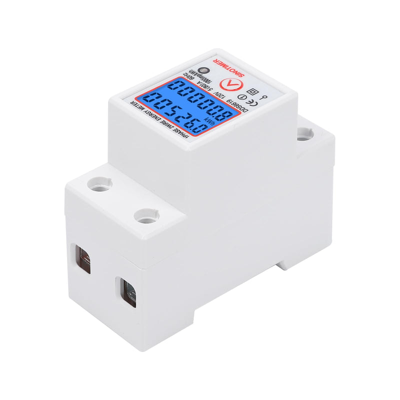 [Australia - AusPower] - DDS6619 Din Rail Single Phase Energy kWh Electric Meter 120VAC 5(80) A 60Hz Power Consumption Meter Watt Meter, LCD Backlight Digital Display with Reset Function 