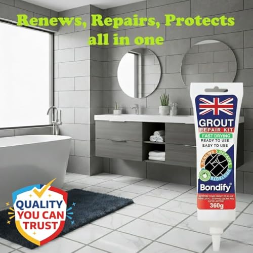 Waterproof Dark Gray Grout Reviver Ready Mixed 13.4oz/380g FAST DRYING EXTRA VOLUME Waterproof Grout Repair Kit Dark Grey Tile Grout for Patio, Shower, Bathroom, Window Quick Drying Gap Filler