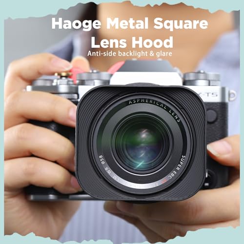 Haoge LH-X33 Lens Hood Metal Square Bayonet for Fujinon XF 16-50mm F2.8-4.8 R LM WR,XF 33mm F1.4 R LM WR Lens, Fuji XF 23mm f/1.4 R LM WR Hood Shade Black (Not with Metal Front Cap)