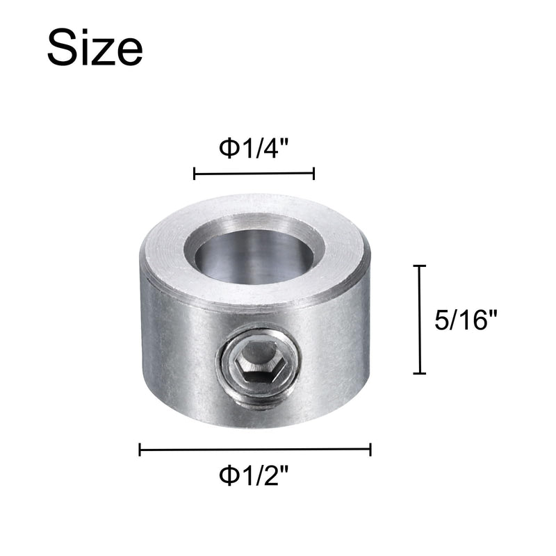 [Australia - AusPower] - uxcell 8pcs Set Screw Collars 1/4" Bore 304 Stainless Steel Shaft Collars, 1/2" OD, 5/16" Width Axle Collar Clamp for Linear Rod Shaft Guide 