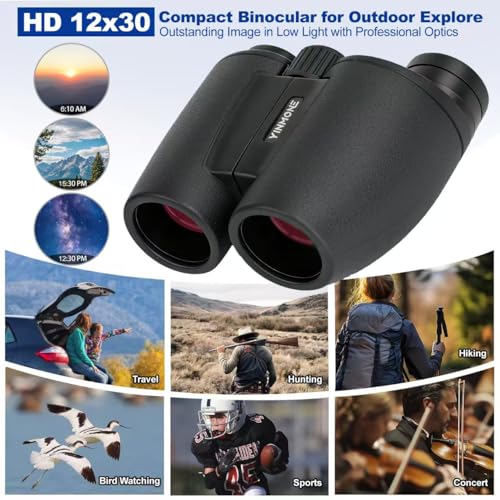 12x30 Compact Binoculars for Adults Kids, HD High Powered Binocular