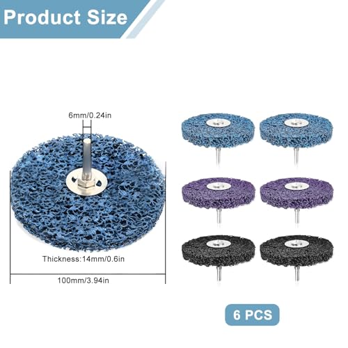 Pack of 6 CSD Disc, 100 mm, Coarse Cleaning Disc, Polishing Disc, CBS Sanding Disc, Cleaning Disc Set for Paint, Rust, Oxidation, Cleaning and Removing (Blue, Purple, Black)