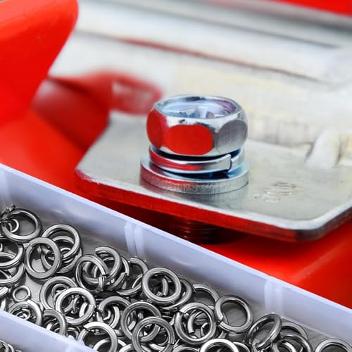 Suneke 1-1/4-inch silver zinc-plated carbon steel spring lock washers, 10 pieces