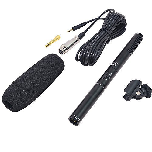 Ruittos Condenser Interview Microphone Photography Shotgun Mic for Video Camcorders DSLR DV Camcorder 11 inches/27cm Camera Microphone with Metal Holder, Anti-Wind Foam Cap XLR Cable