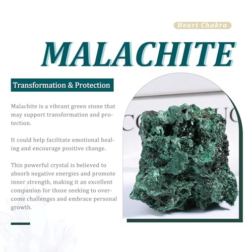 Nupuyai Natural Raw Malachite Crystal Stone for Reiki Healing Stress Anxiety, Real Green Malachite Specimen Cluster Decor for Home Office Tabletop, 51-100g