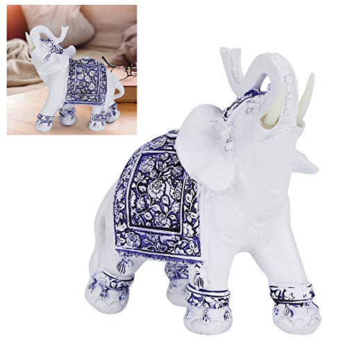 Lucky Elephant Statue,Elegant Statue Feng Shui Golden Sculpture Wealth Lucky Elephant Figurine with Trunk Facing Upwards,Feng Shui Elephant (Blue and White Porcelain Large Size Blue and white porcelain large size: (Supplier