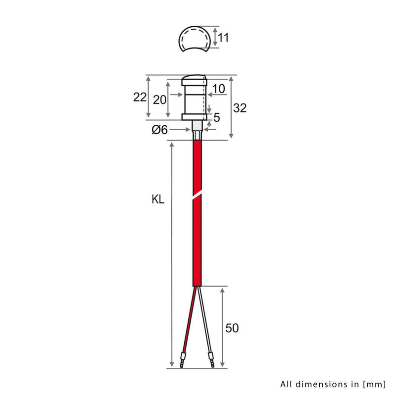 [Australia - AusPower] - iOVEO 004AL07202 Pipe Contact Sensor KTY81-210 with 2 m Silicone Cable Including Mounting up to 200 °C, KTY Single 