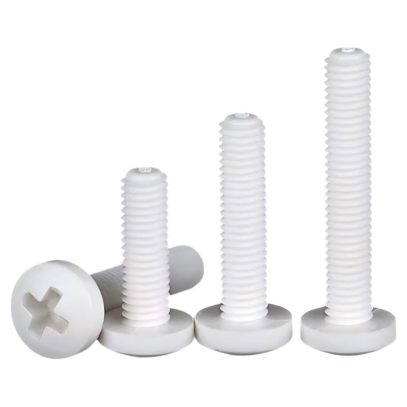 [Australia - AusPower] - Polypropylene (PP) Metric Cross Phillips Pan Head Screw Assortment Kit - M3 M4 M5 Plastic Fasteners w/Nuts, Washers, 470Pcs in Plastic Case (Non-Conductive, Lightweight) White M3-M5 