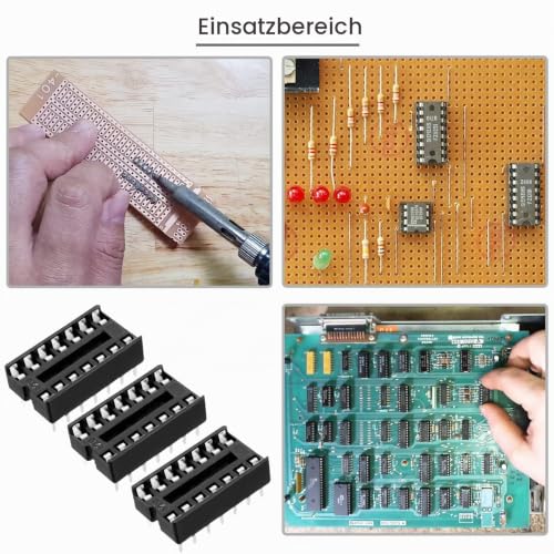 50pcs DIP IC Socket 14 Pin 2.54mm Spacing IC Socket Adapter Solder Type Flat Pin IC Components High Quality with Tin Wire Pin for DIY Electronics Experiment