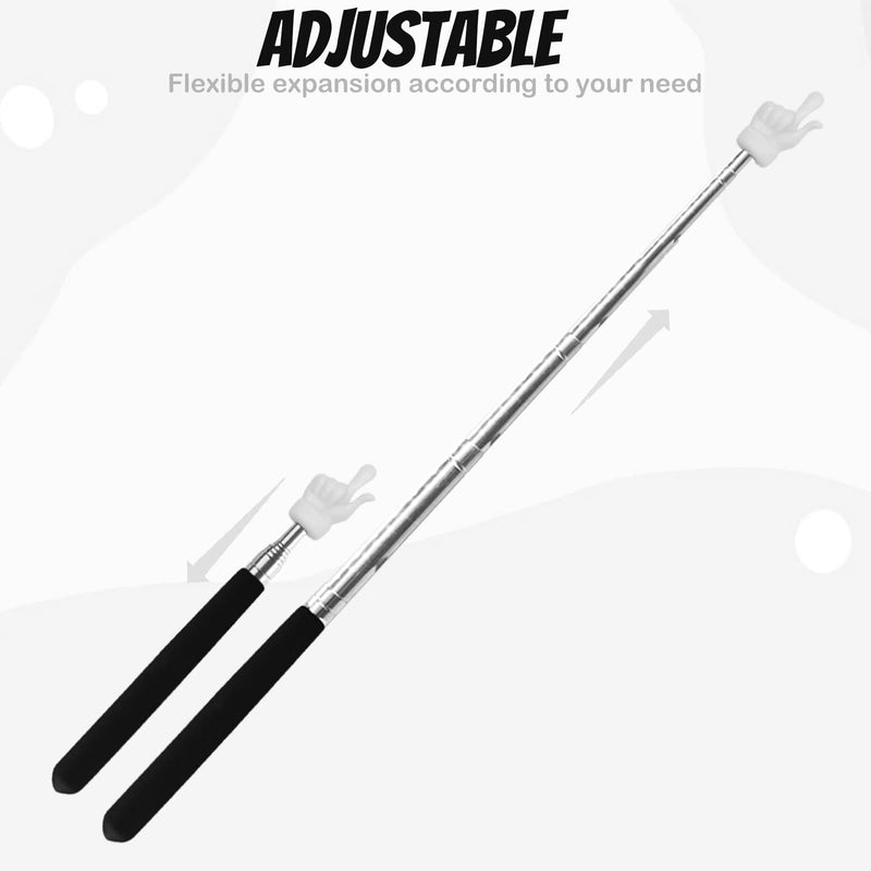 [Australia - AusPower] - 2Pcs Telescopic Teachers Pointer, Extendable Hand Pointer Finger Pointer Stick, Mini Retractable Classroom Pointer for Elementary School Kindergarten Teacher, Classroom Supplies (Black) 2PCS 