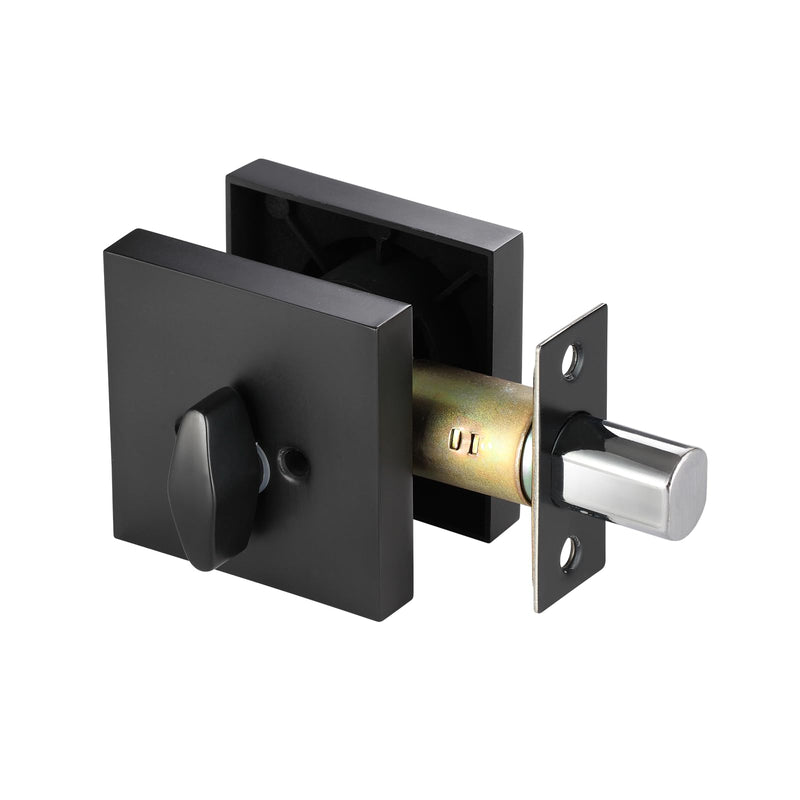 Square Single Cylinder Modern Deadbolt Lock with Keys, Matte Black Deadbolt for Front Door Entrance, Front Door Security Lock, Keyed 1 Side 1 Pack