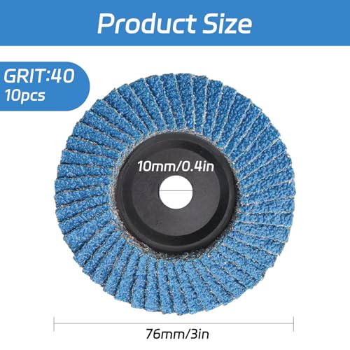 Pack of 10 Serrated Discs, Diameter 76 mm, Grinding Disc Grit 40, Sanding Discs for Angle Grinders, Lamellar Discs, Abrasive Mop Disc, Grinding Disc for Metal, Wood 40 grit 10.0