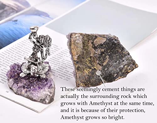 AMOYSTONE Amethyst Cluster with Drunkard Statues Crystal Collection Home Office Decor Unique Gifts 1PC