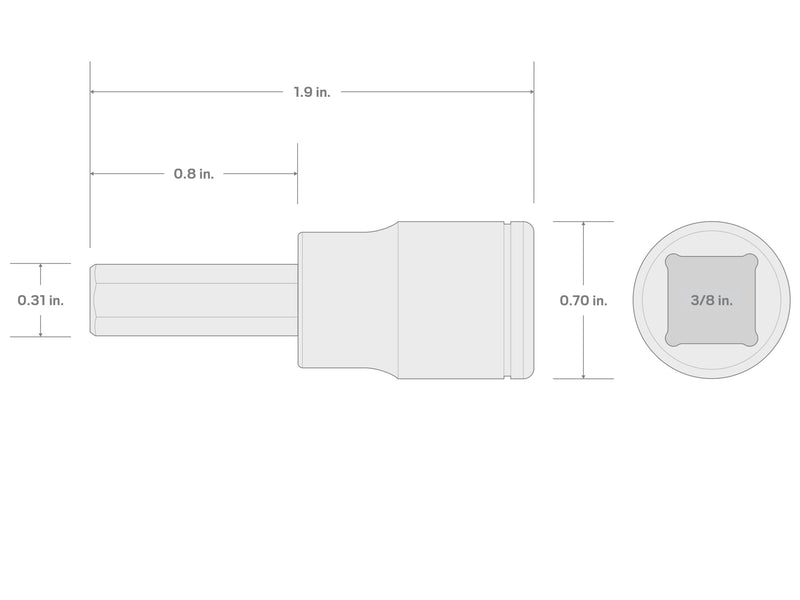 [Australia - AusPower] - TEKTON 3/8 Inch Drive x 8 mm Hex Bit Socket | SHB13208 Standard 