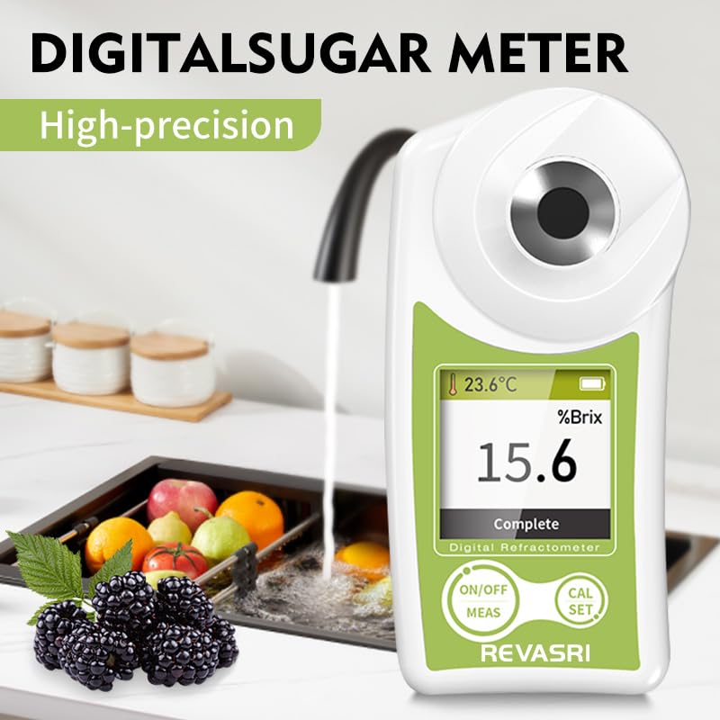 [Australia - AusPower] - Digital Brix Refractometer, 0–55% ATC Sugar Content Meter, ±0.2% Precision, Handheld Tester for Fruit, Juice 