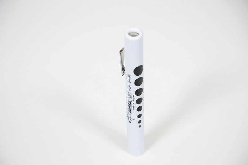 [Australia - AusPower] - Primacare DL-9223 Pack of 6 Disposable Diagnostic Penlight with Imprinted Pupil Gauge, Lightweight and Moulded Plastic Body Medical Pen Light for Nurse, Student, Doctors EMT, White 
